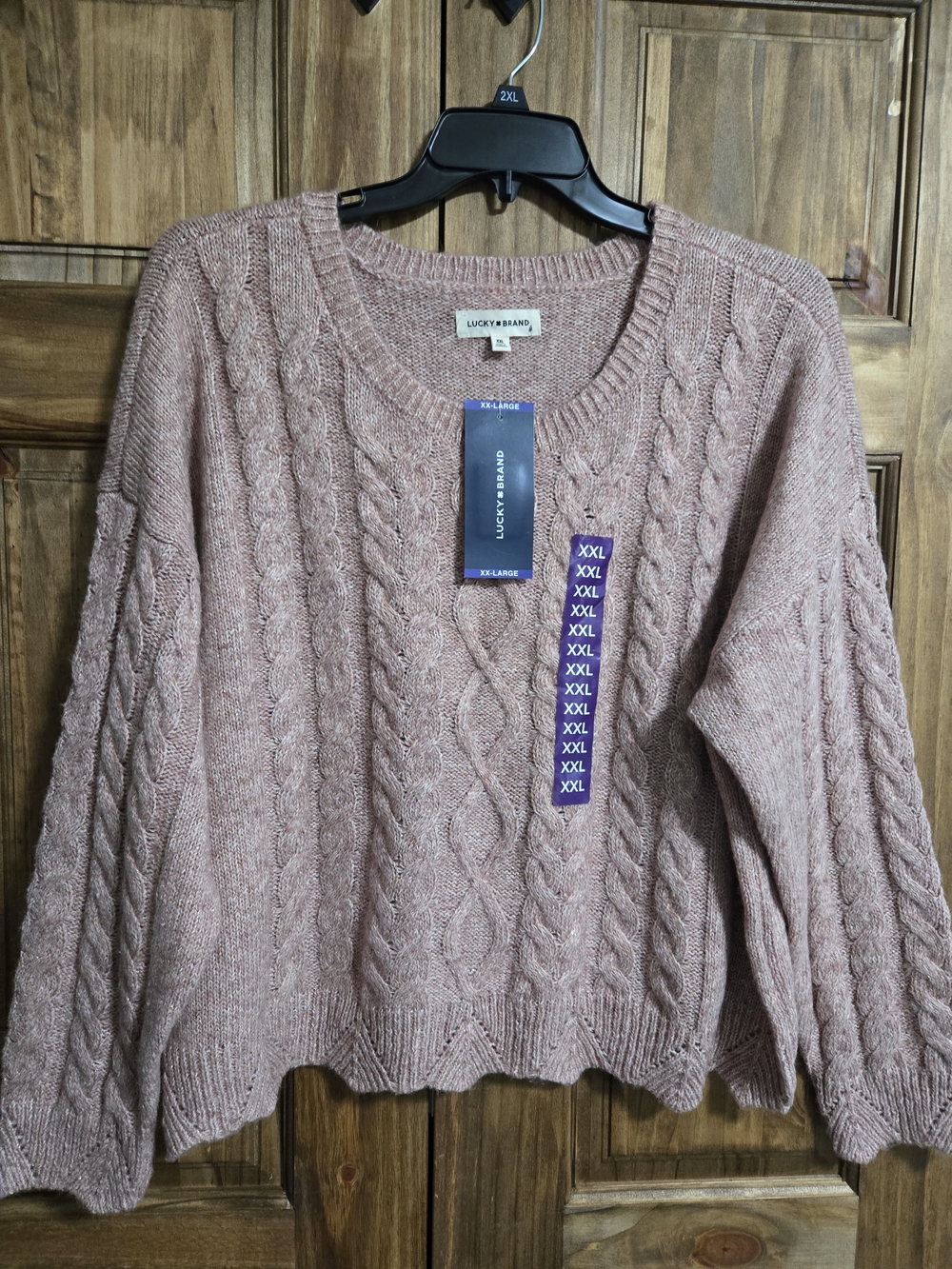 Lucky Brand Rose Cable Knit Crew Sweater